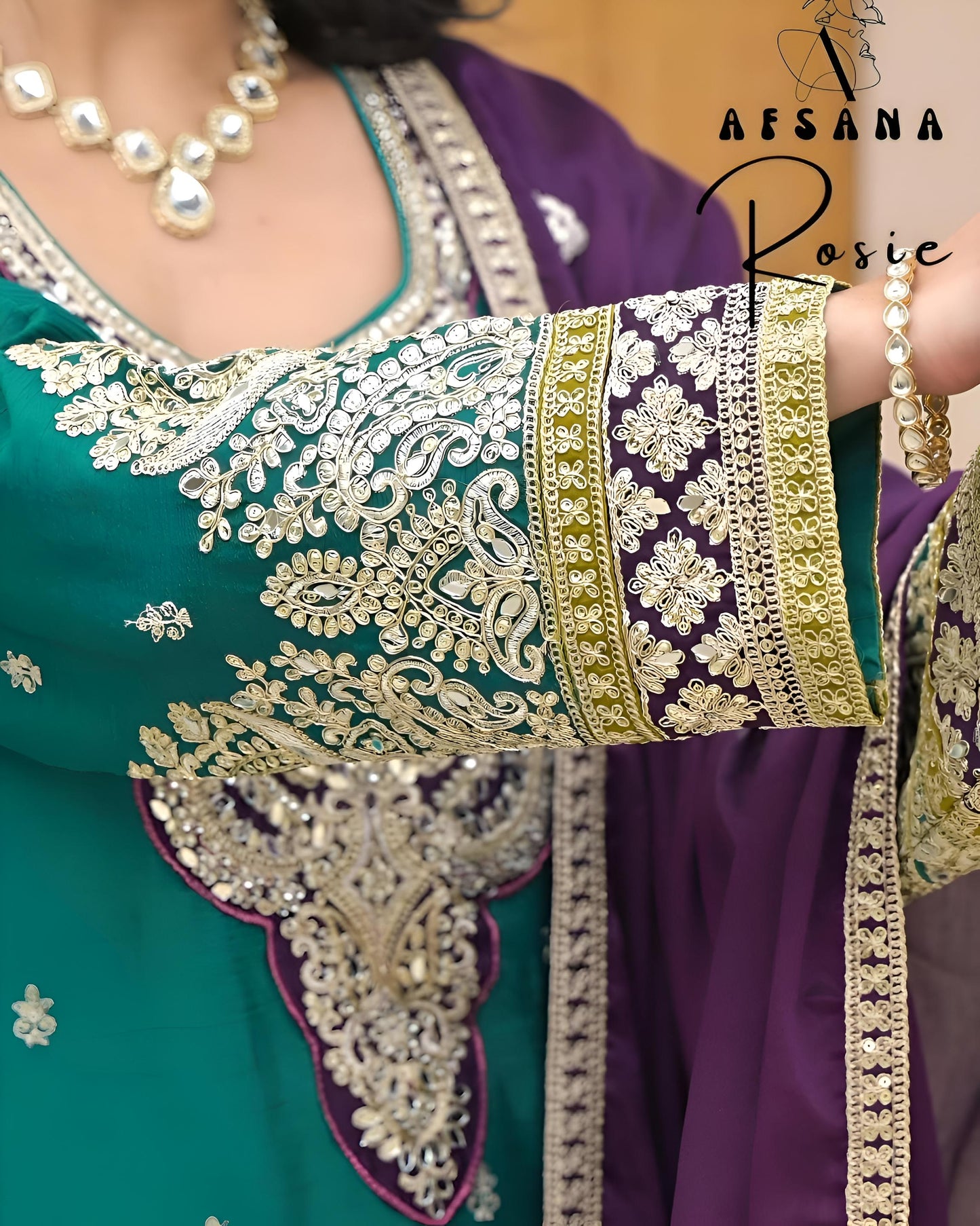 (Wedding Special) Plazzo Set - Dark Cyan