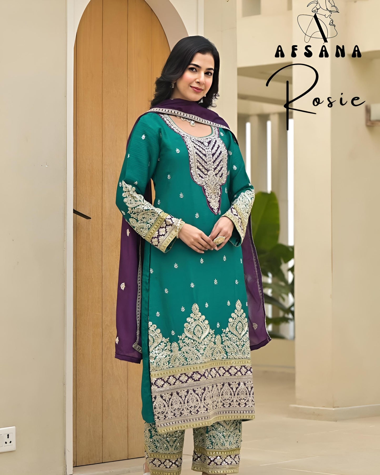(Wedding Special) Plazzo Set - Dark Cyan