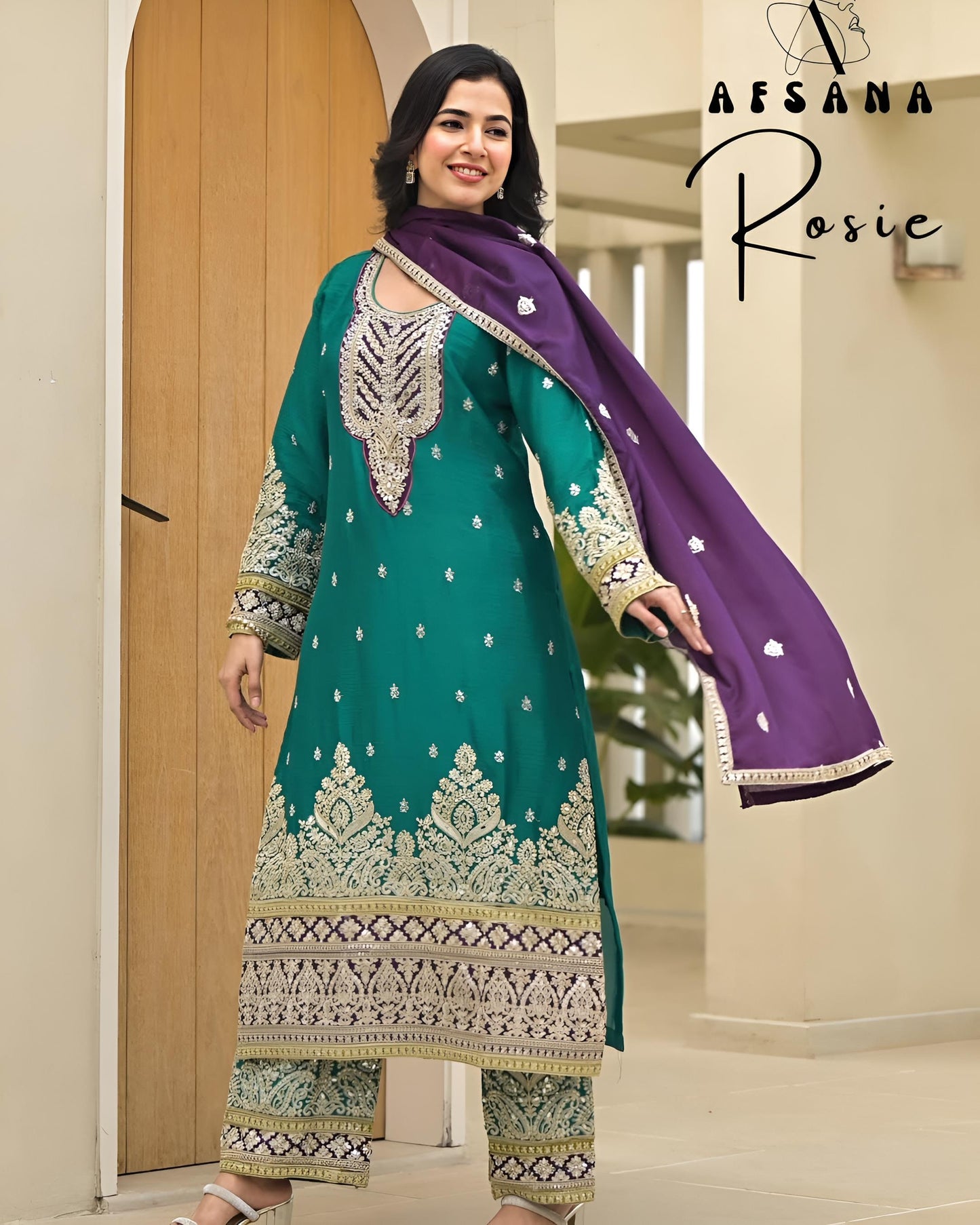 (Wedding Special) Plazzo Set - Dark Cyan
