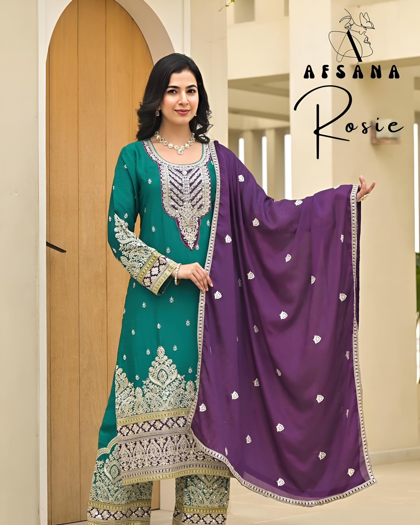 (Wedding Special) Plazzo Set - Dark Cyan