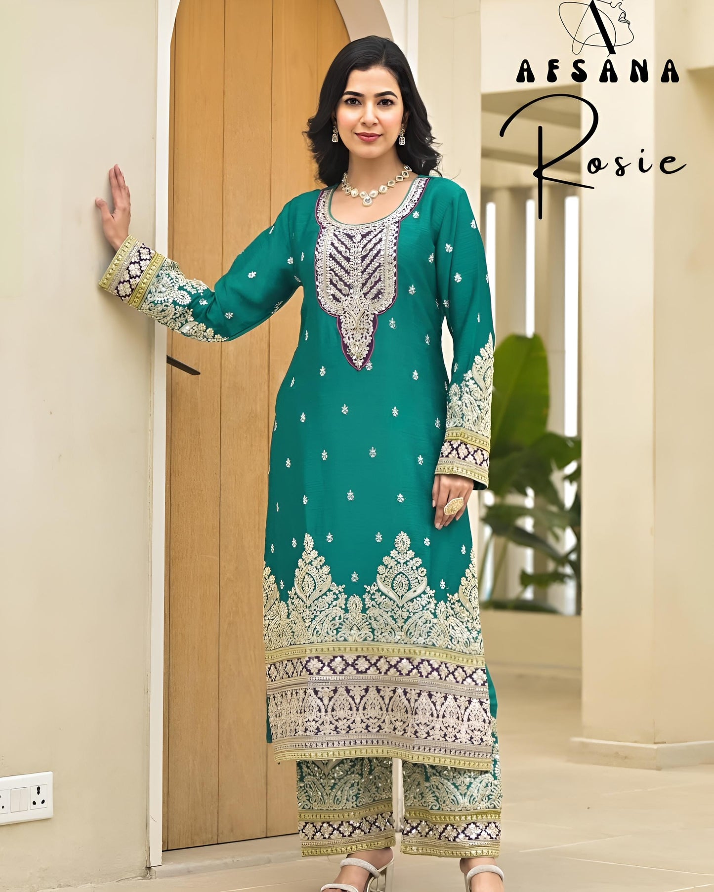 (Wedding Special) Plazzo Set - Dark Cyan