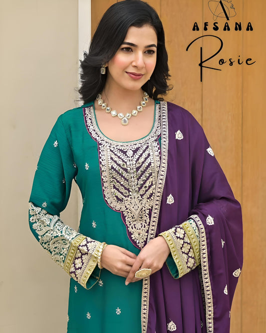 (Wedding Special) Plazzo Set - Dark Cyan